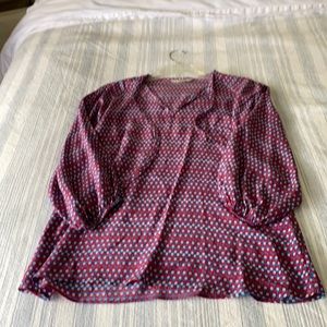 Tucker silk split neck blouse